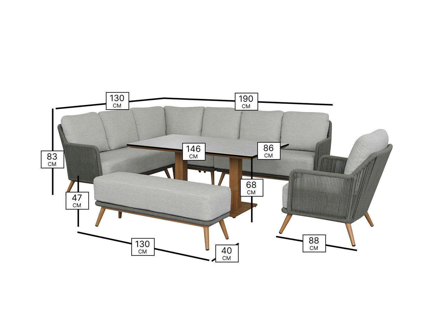 Bramblecrest Como L Shape Modular Corner Set