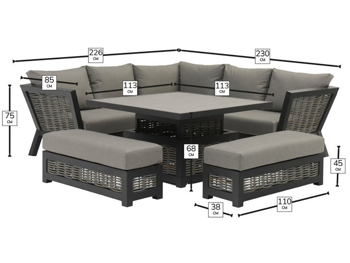 Bramblecrest Tuscan Square Modular With Adjustable Table