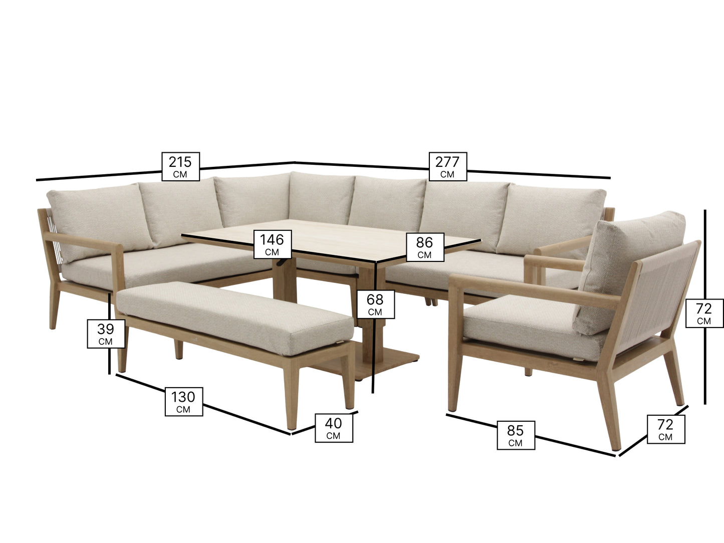 Bramblecrest Maine L-Shape Modular Corner Set