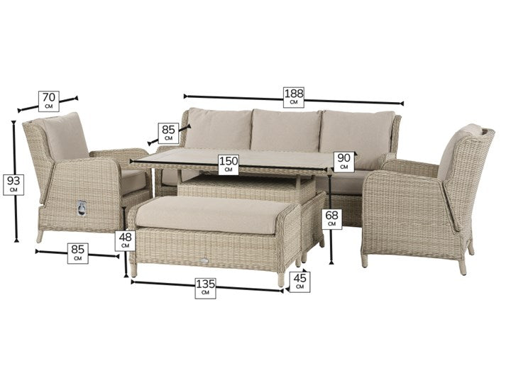 Bramblecrest Chedworth 3 Seat Reclining Sofa Set