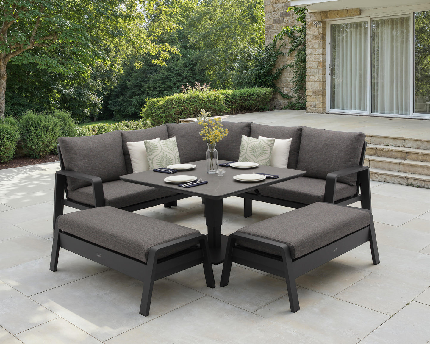 Bramblecrest Prague Square Sofa Set Anthracite