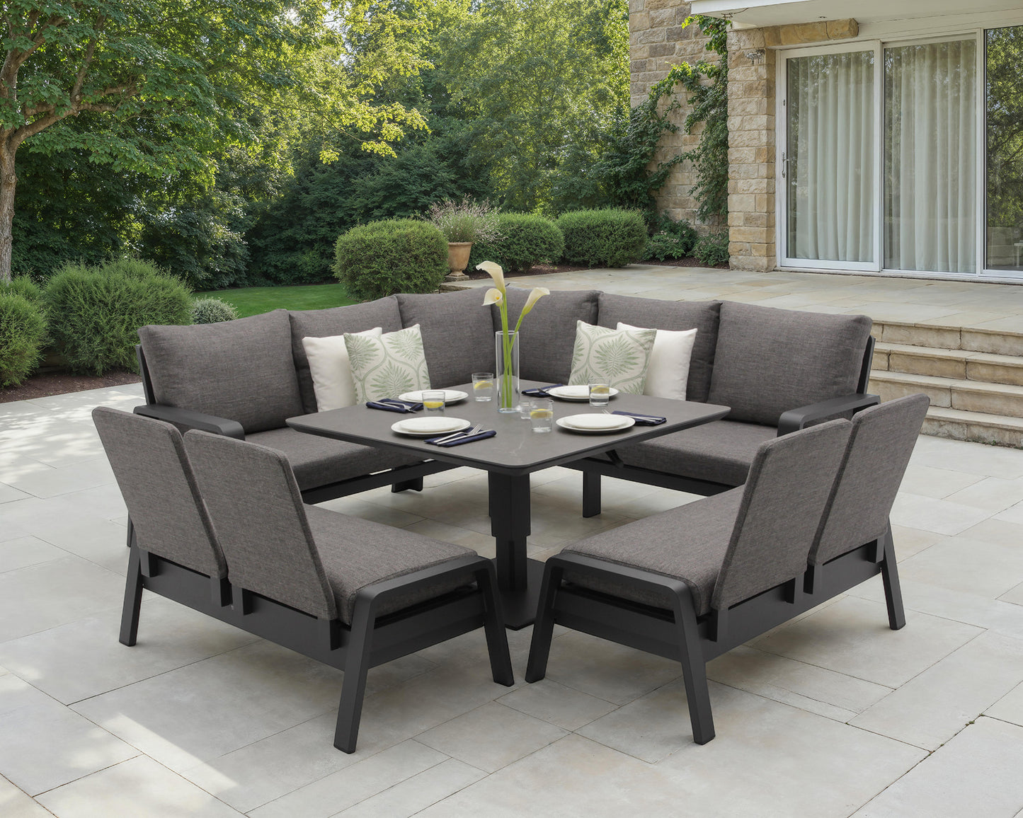 Bramblecrest Prague Square Sofa Set Anthracite