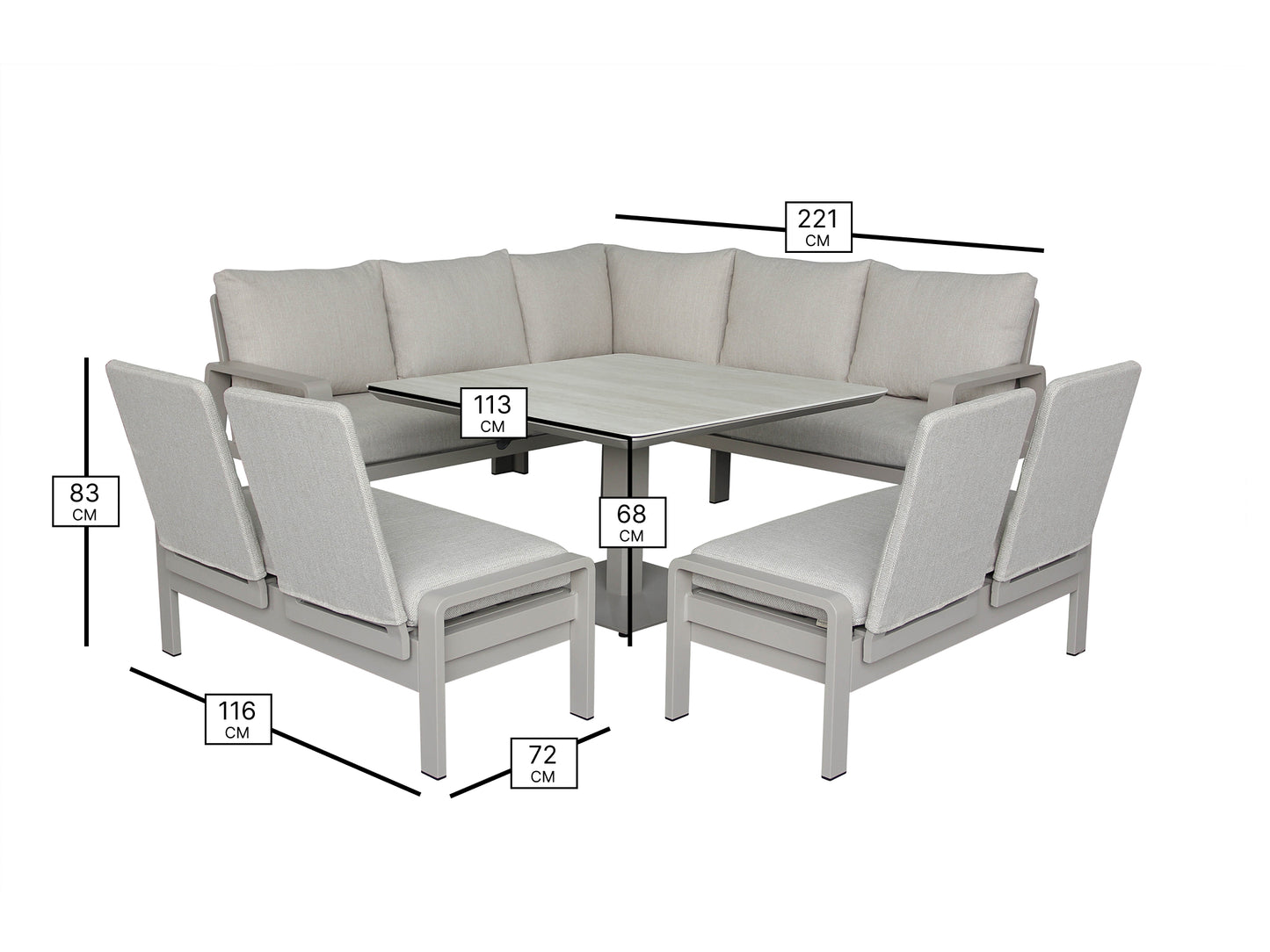 Bramblecrest Prague Square Sofa Set Latte