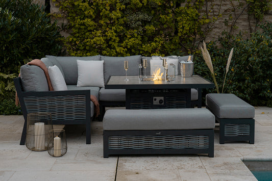 Bramblecrest Portofino Square Casual Dining Firepit Set